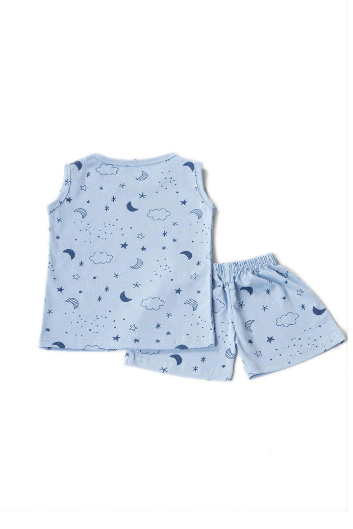 2 Pack Co-Ord Sets - Navy Blue Guitar print + Light Blue night sky print - Urbanrac