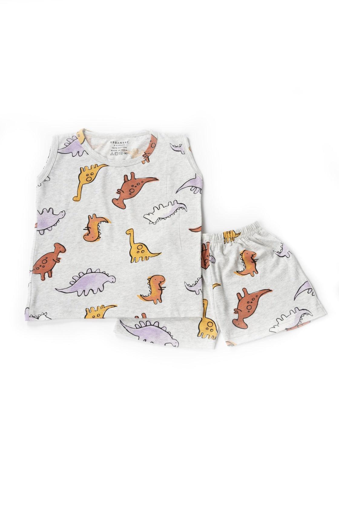 Mustard Orange Dino Print Co-ord Set - Urbanrac
