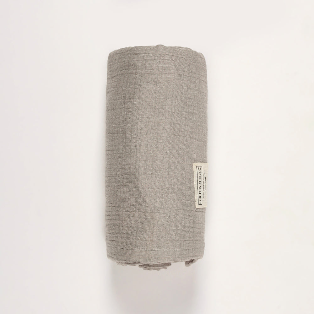 GOTS Certified Organic Muslin Baby Swaddles - Pack of 2 - Animal print and Solid Gray - Urbanrac