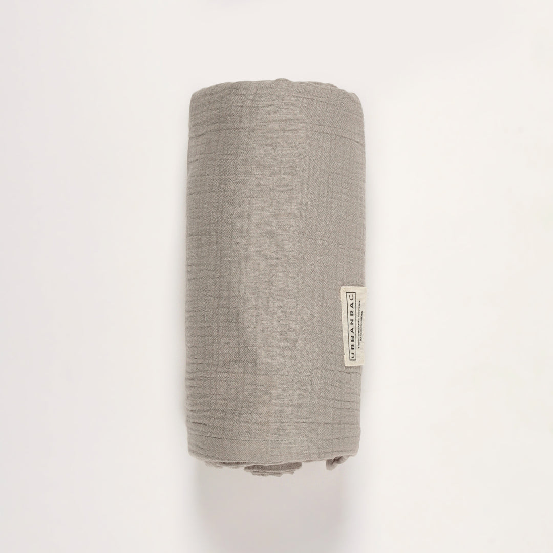 GOTS Certified Organic Muslin Baby Swaddles - Pack of 2 - Animal print and Solid Gray - Urbanrac