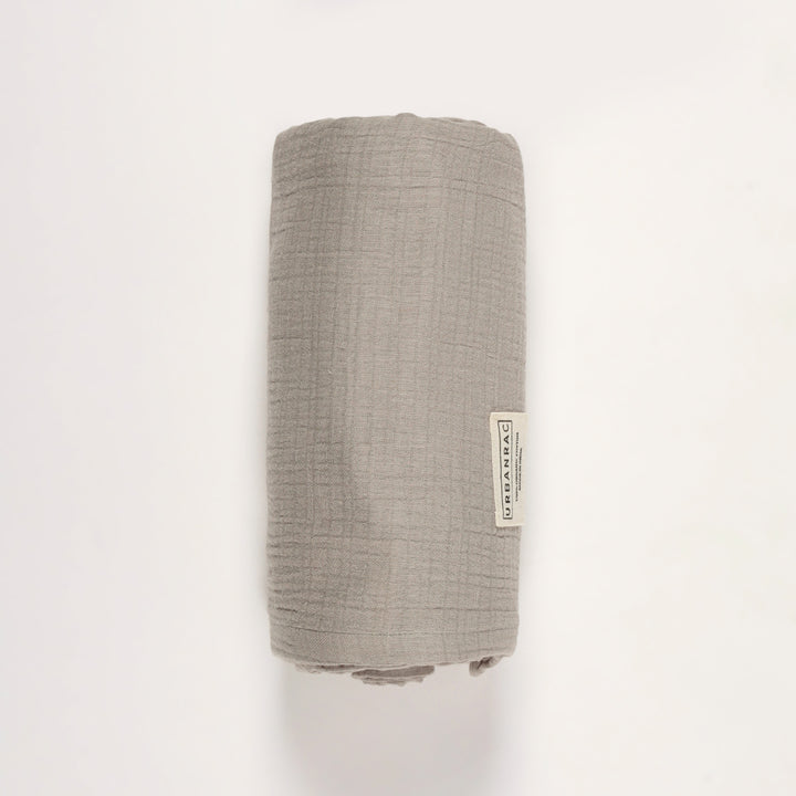 GOTS Certified Organic Muslin Baby Swaddles - Pack of 2 - Animal print and Solid Gray - Urbanrac