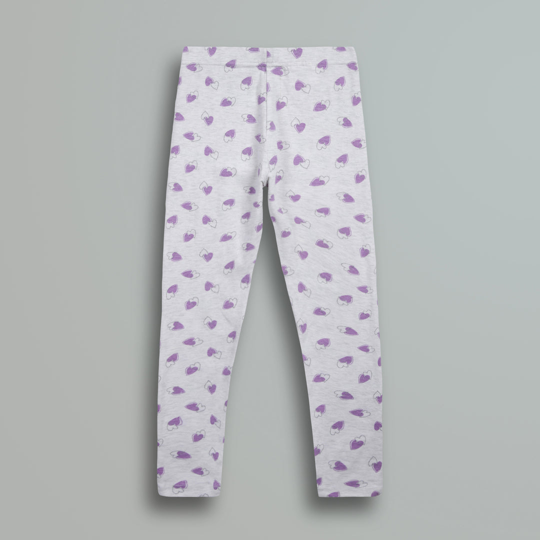 Grey with purple hearts leggings for girls - Urbanrac