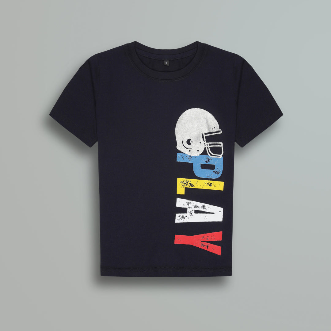 Navy Blue Play Print Boys T-Shirt - Urbanrac