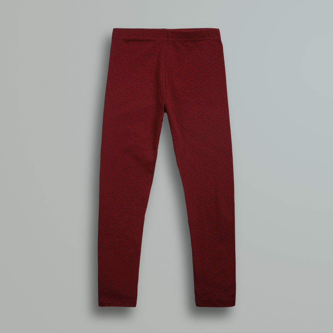 Maroon pattern leggings for girls - Urbanrac