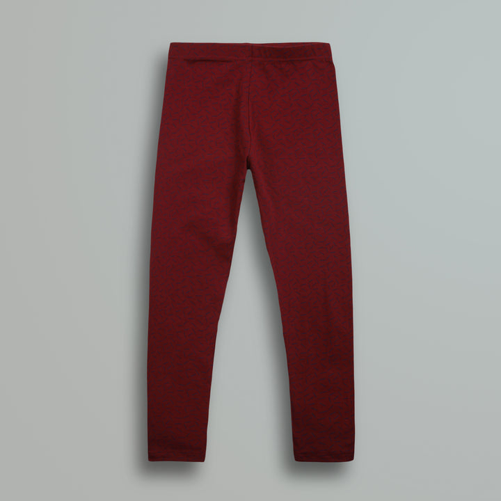 Maroon pattern leggings for girls - Urbanrac