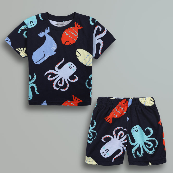 100% Cotton Co-Ord Sets | Little Kids | Sea Animals - Urbanrac