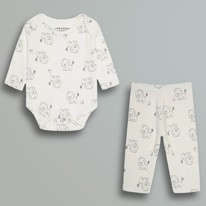 Cotton Onesies and Pant Set for Babies | Sleepwear | Lion Print - Urbanrac
