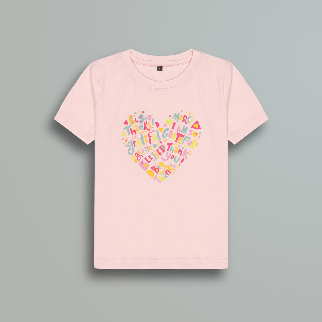 Peach Heart Print Girls T-Shirt - Urbanrac