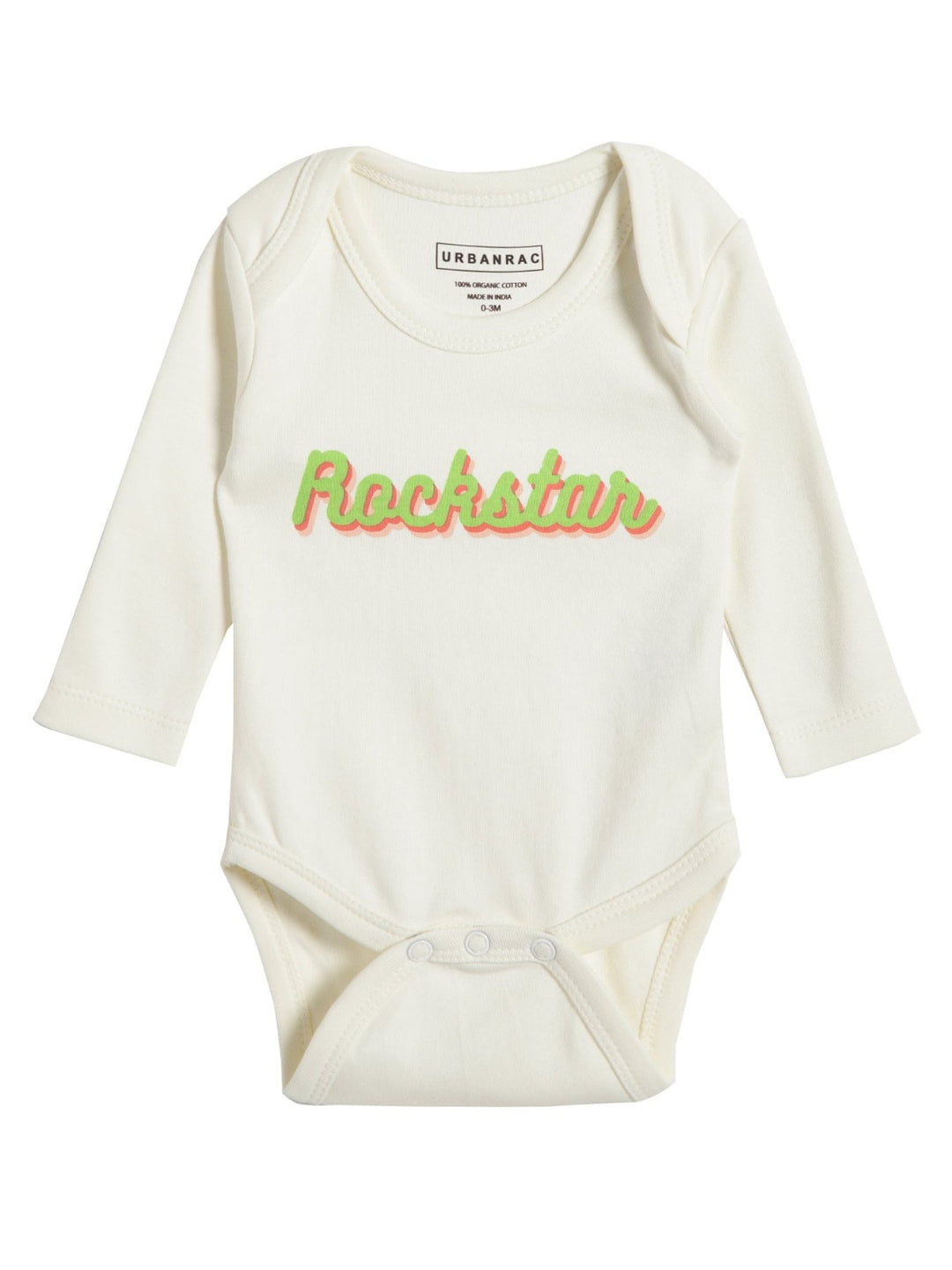 GOTS Certified Organic Cotton Full Sleeves Baby Onesies | Rockstar - Urbanrac