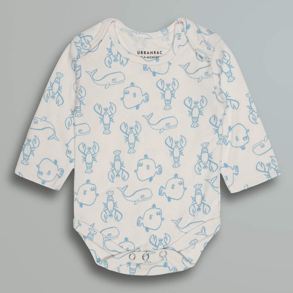 Cotton Onesies and Pant Set for Babies | Sleepwear | Sea Animals Print - Urbanrac