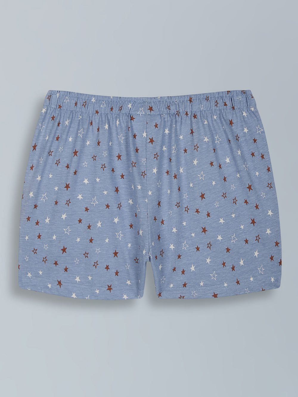 Girls Denim Blue Star Print Cotton Shorts - Urbanrac