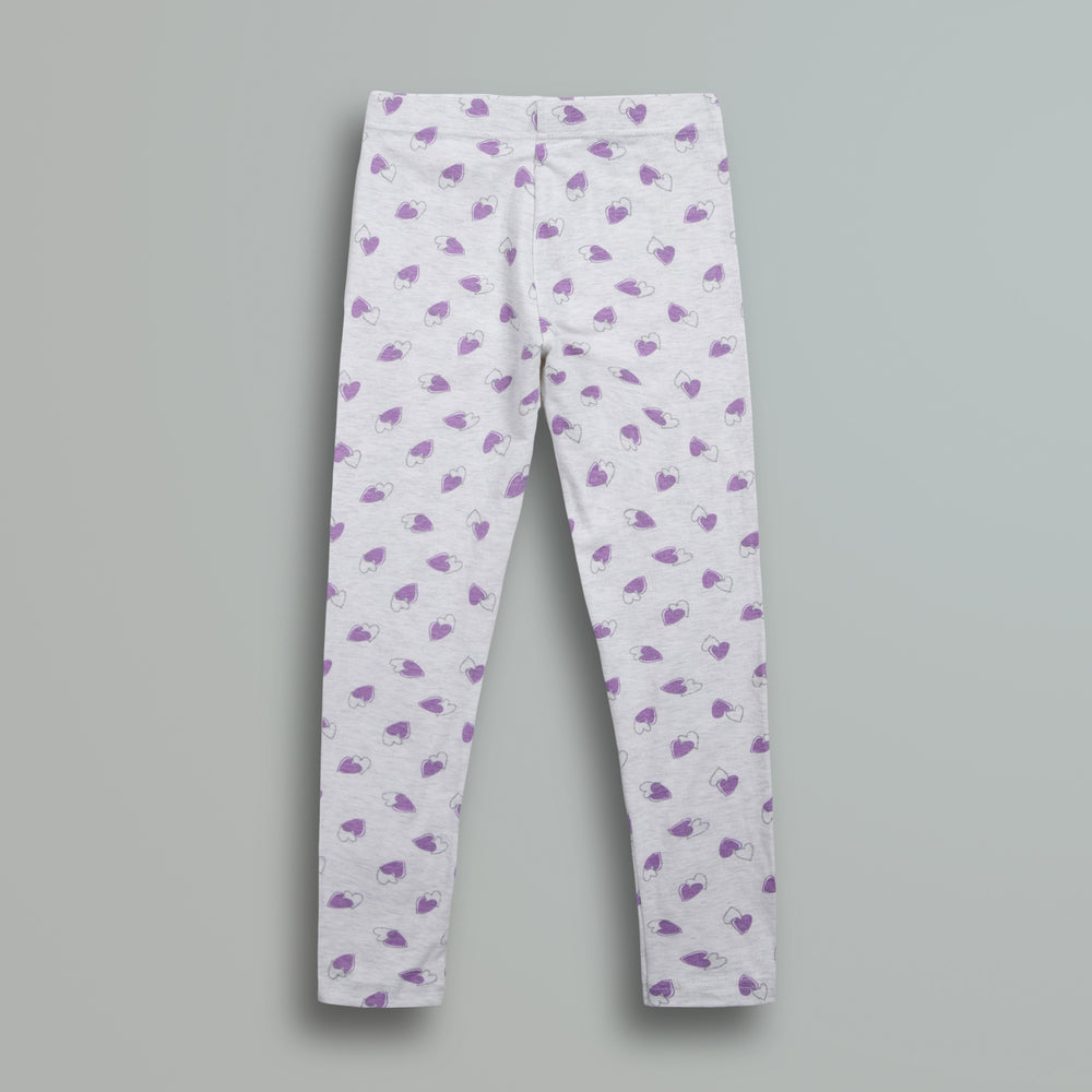 Grey with purple hearts leggings for girls - Urbanrac