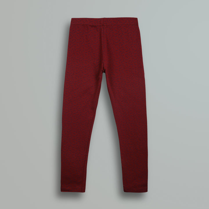Maroon pattern leggings for girls - Urbanrac