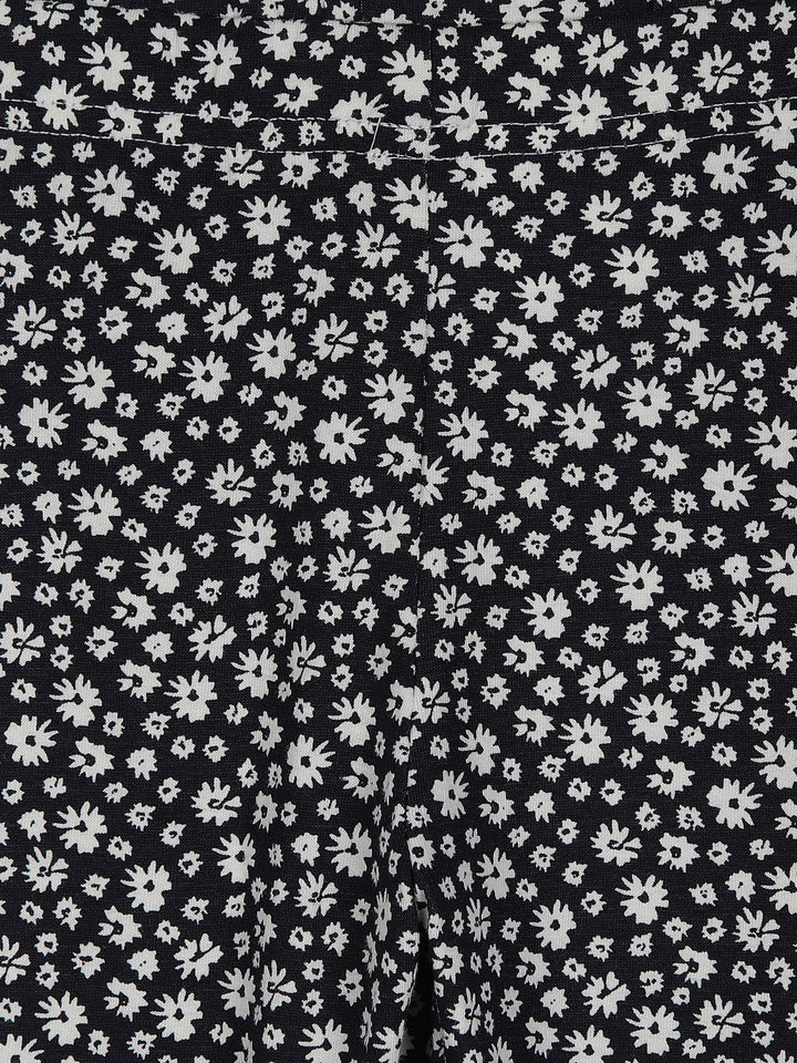 Black floral print leggings for little girls - Urbanrac