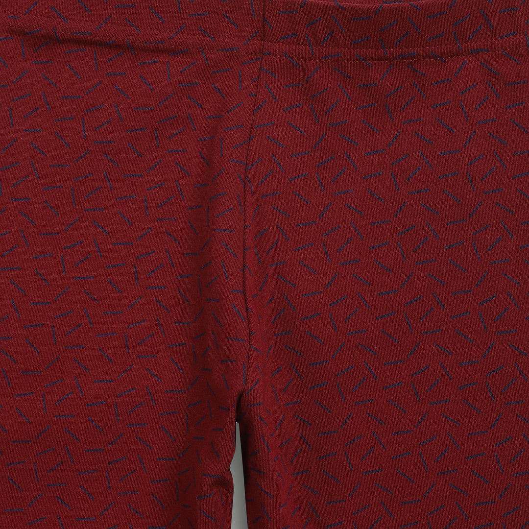 Maroon pattern leggings for girls - Urbanrac