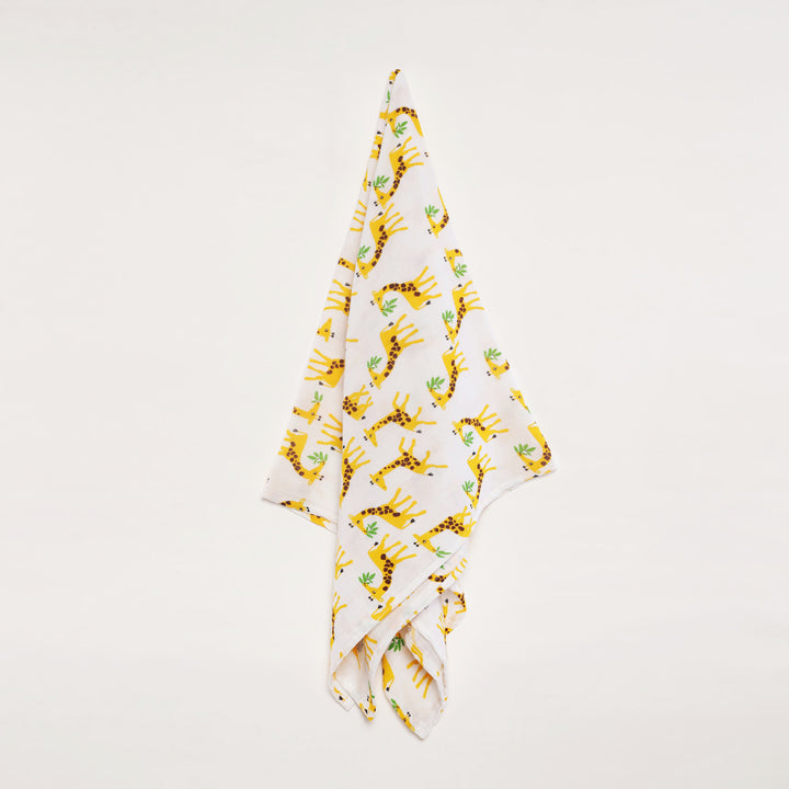 GOTS Certified Organic Muslin Baby Swaddles - Pack of 2 - Animal print and Solid Gray - Urbanrac