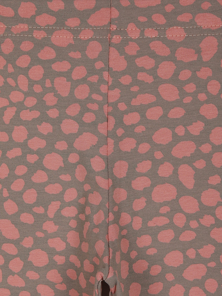 Peach abstract print leggings for little girls - Urbanrac