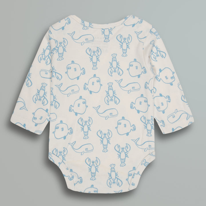 Cotton Onesies and Pant Set for Babies | Sleepwear | Sea Animals Print - Urbanrac