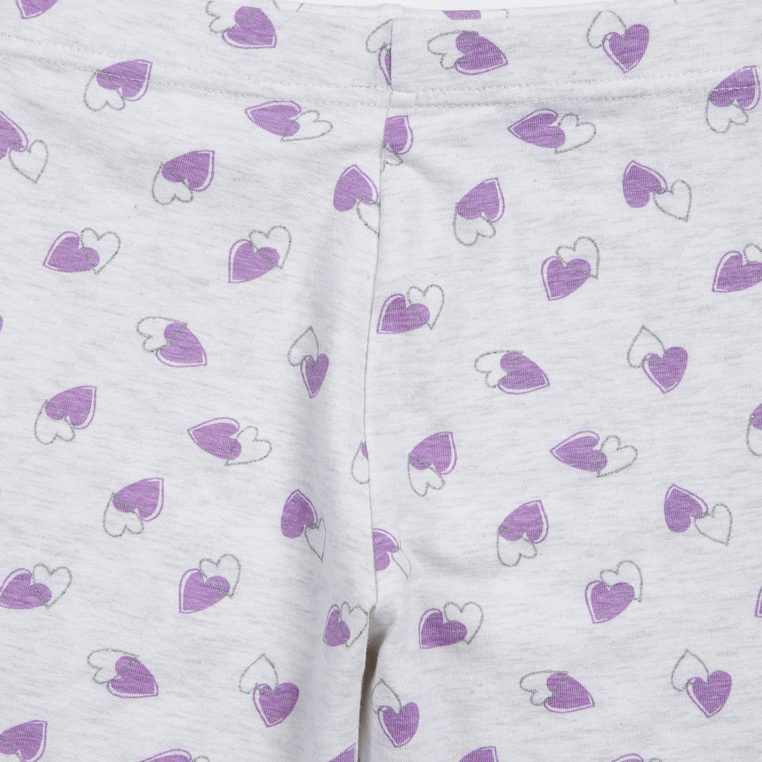 Grey with purple hearts leggings for girls - Urbanrac