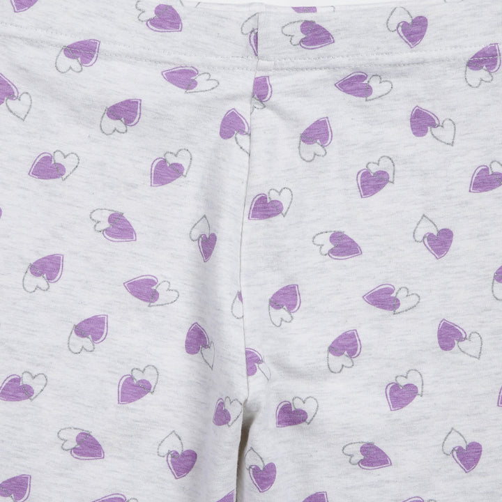 Grey with purple hearts leggings for girls - Urbanrac