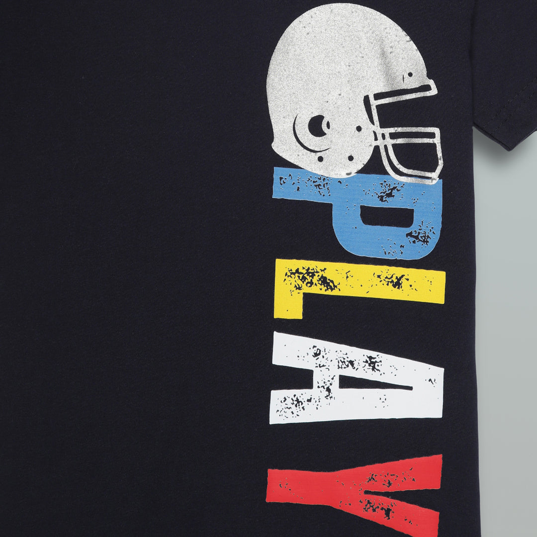 Navy Blue Play Print Boys T-Shirt - Urbanrac