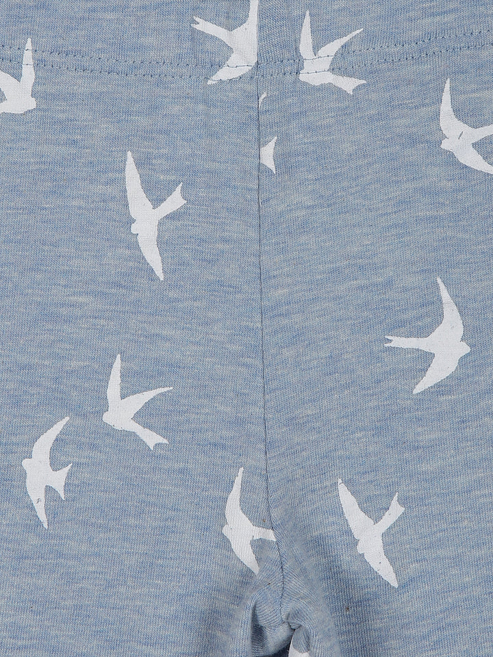 Girls Denim Blue Print Cycling Shorts - Urbanrac