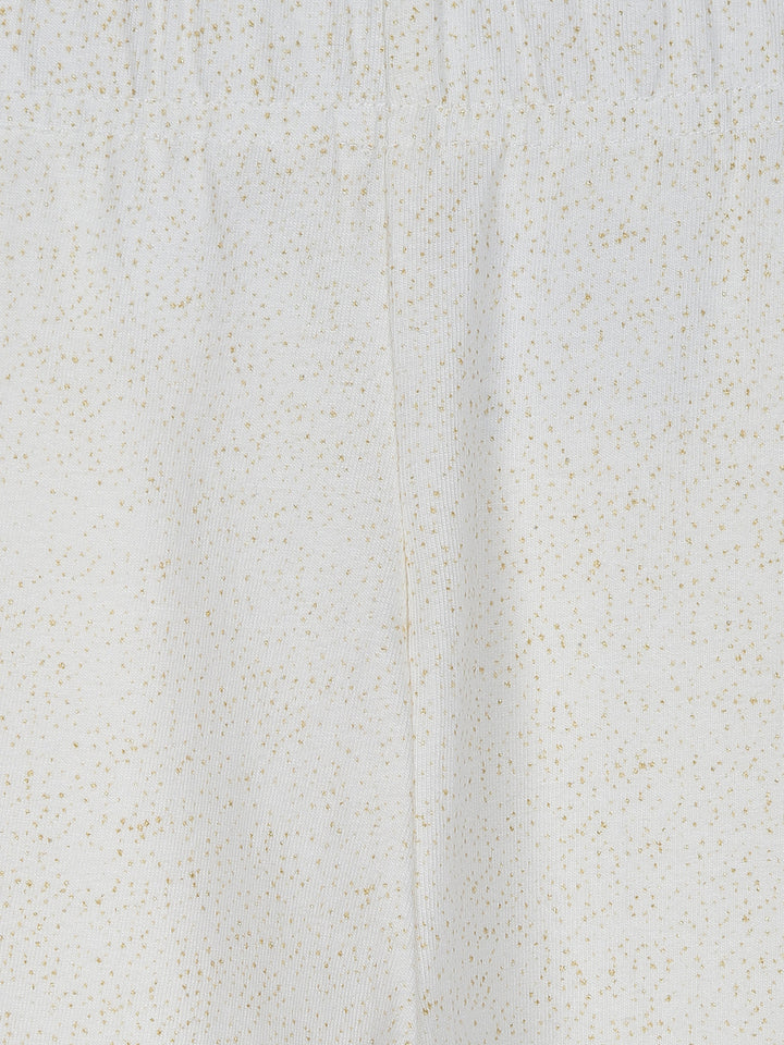 Elegant ivory gold sparkle leggings - Urbanrac