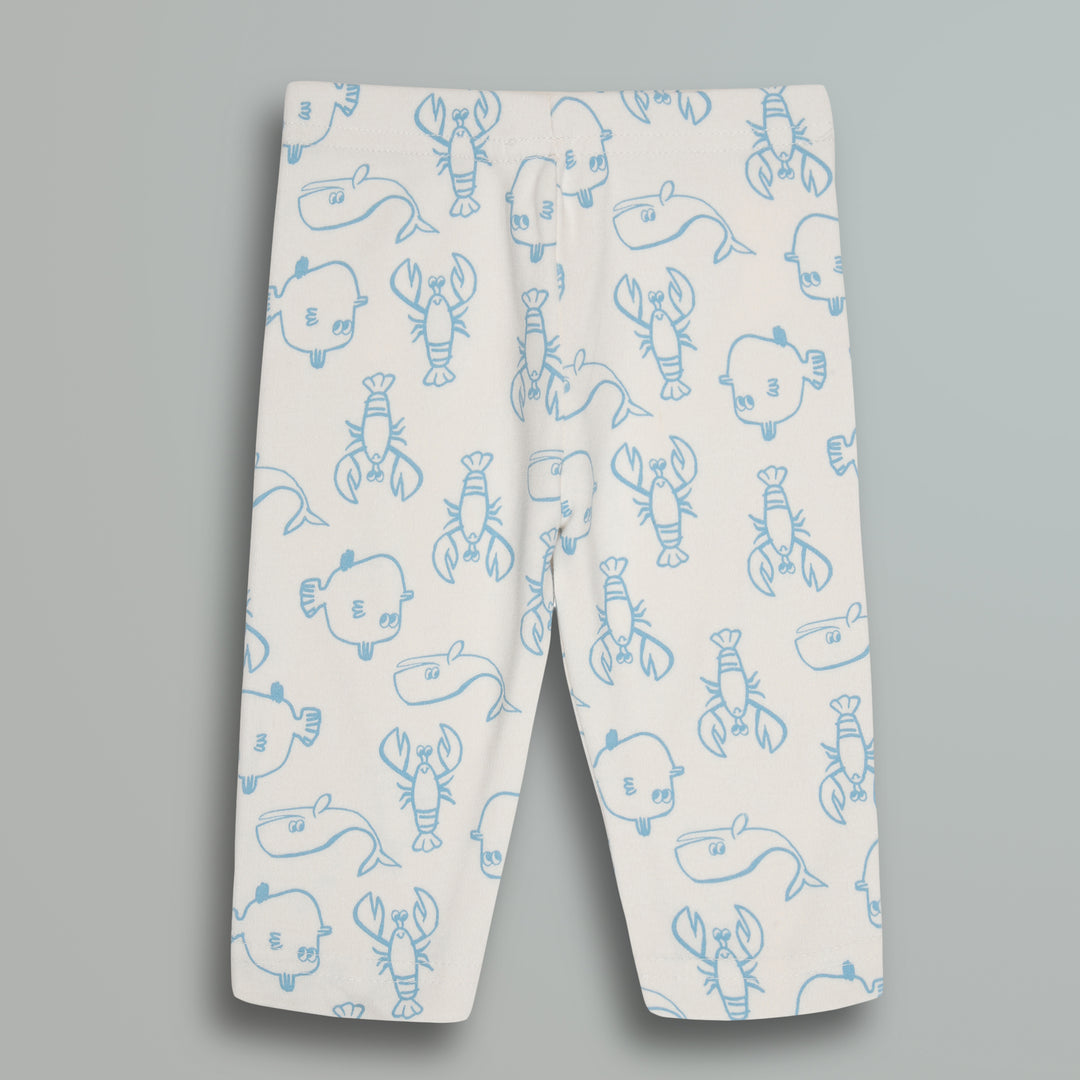 Cotton Onesies and Pant Set for Babies | Sleepwear | Sea Animals Print - Urbanrac
