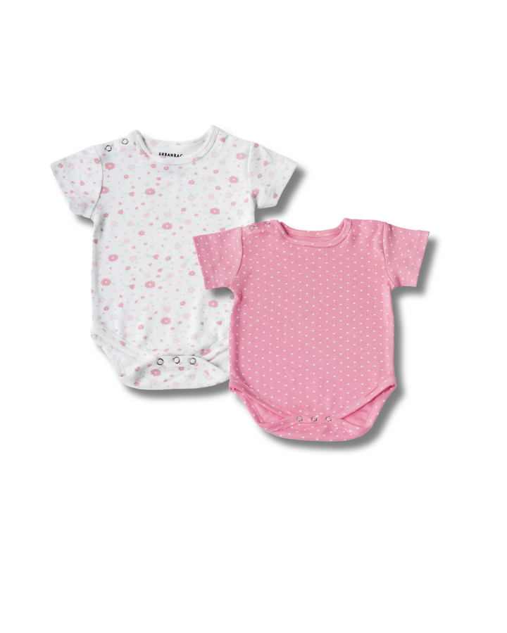 2 Pack Onesies - Pink Polka Dots + floral Print - Urbanrac