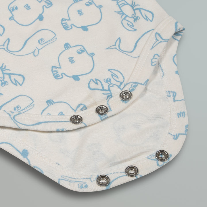 Cotton Onesies and Pant Set for Babies | Sleepwear | Sea Animals Print - Urbanrac