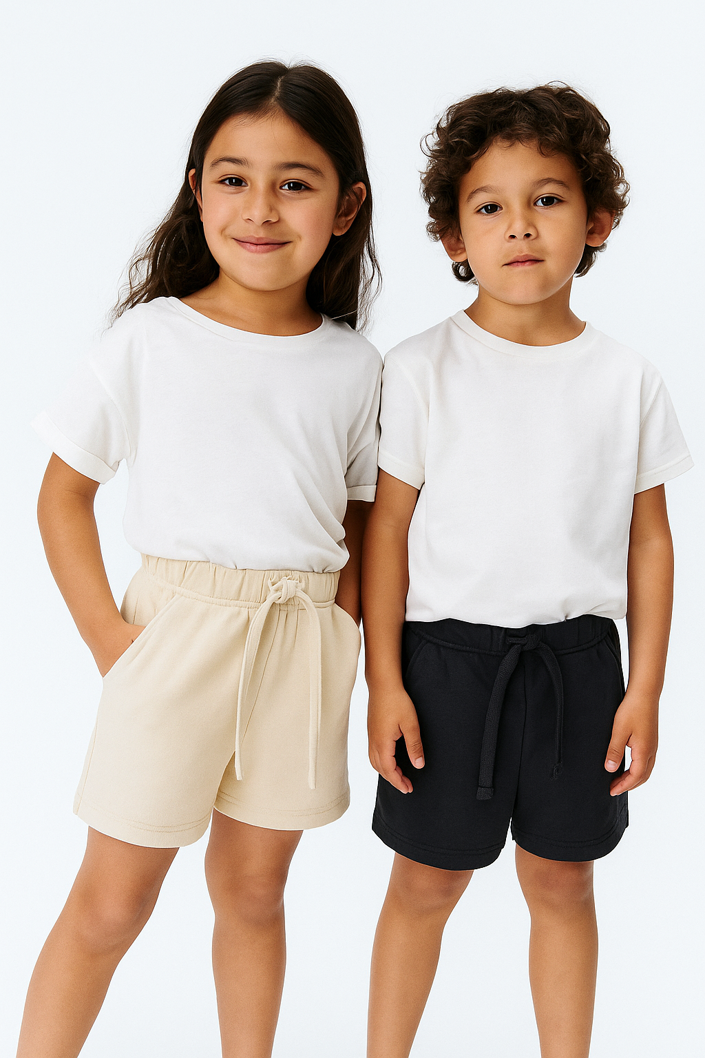 Everyday Comfort Kids’ Shorts – Pack of 2 (Beige & Black)
