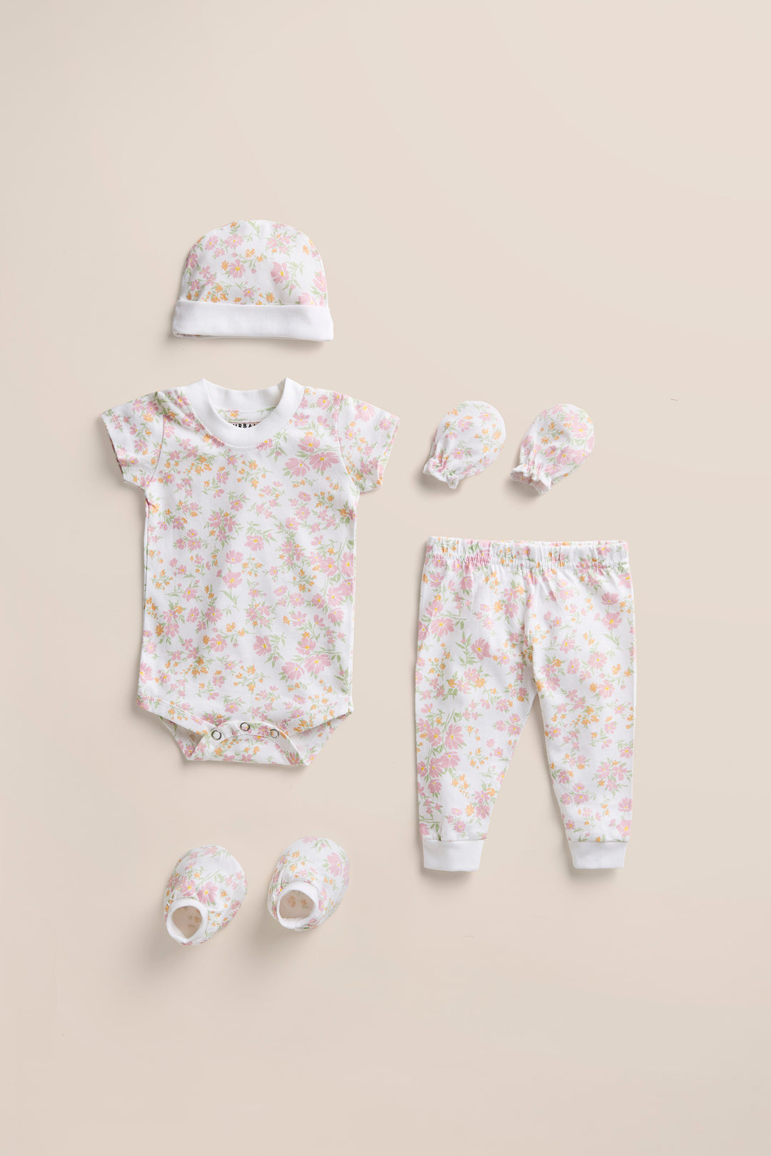 100% Cotton Onesies and Pant Set | 6 - Piece Newborn Essentials Set – Floral Whisper