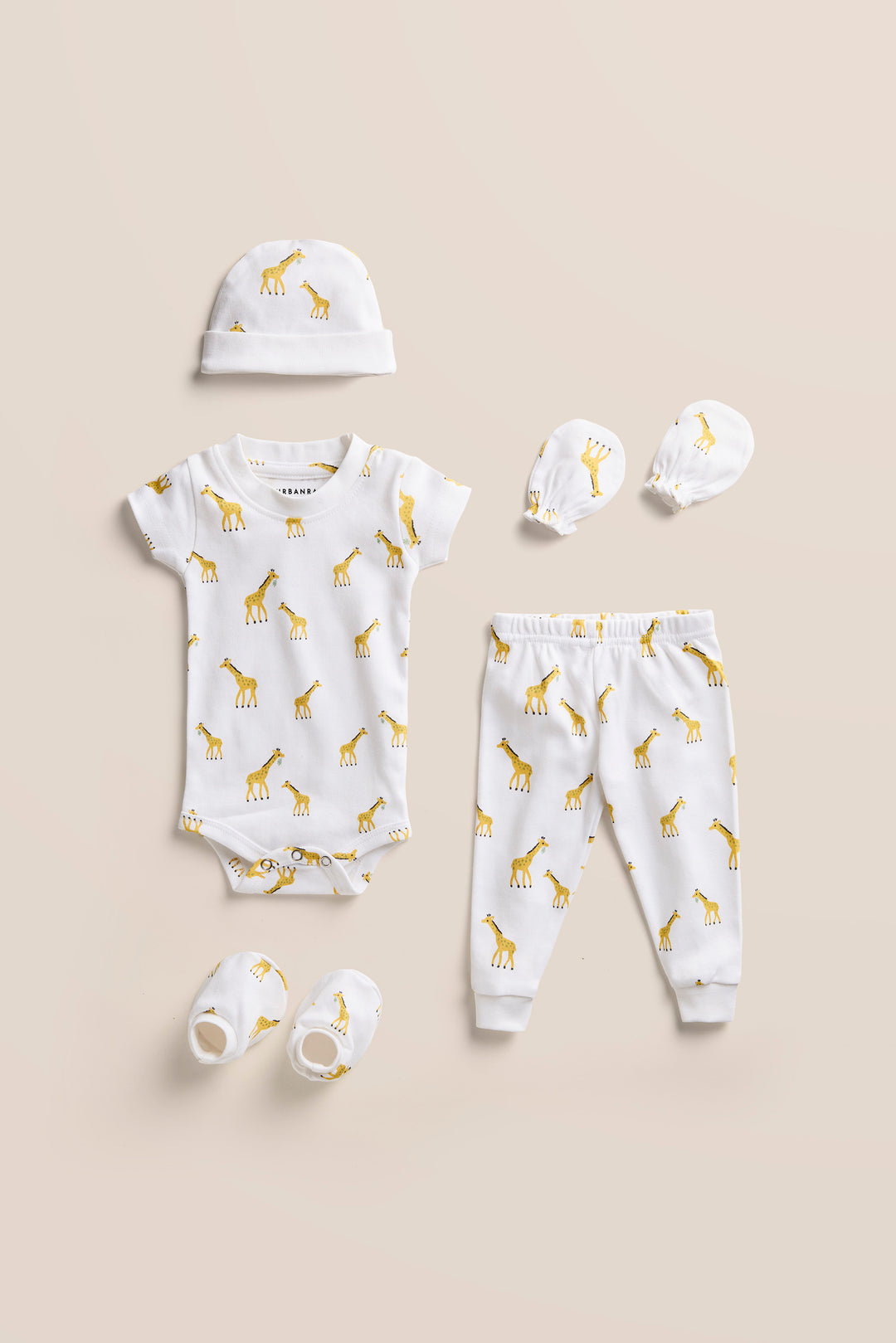 100% Cotton Onesies and Pant Set| Gentle Giraffe 6-Piece Newborn Cotton Clothing Set