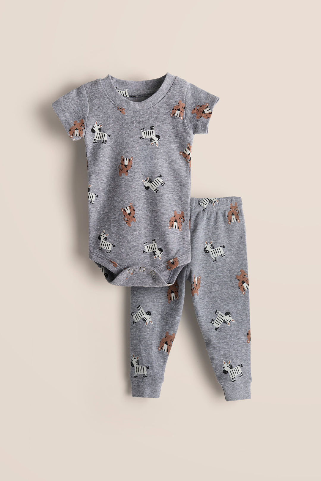 100% Cotton Onesies and Pant Set – Safari Friends (Grey)