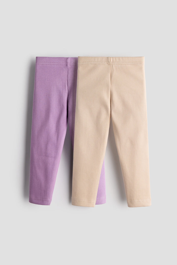 Baby Leggings - Pack of 2 (Girls, Unisex, Soft Cotton, Stretchable, Everyday Comfort)