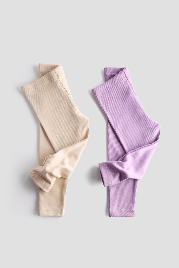 Baby Leggings - Pack of 2 (Girls, Unisex, Soft Cotton, Stretchable, Everyday Comfort)