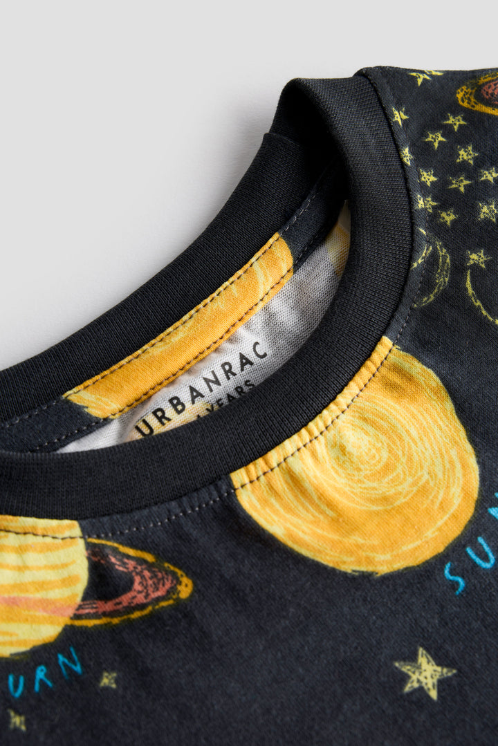 Urbanrac Kids Space Print Tshirt - Cosmic Fun for Curious Kids