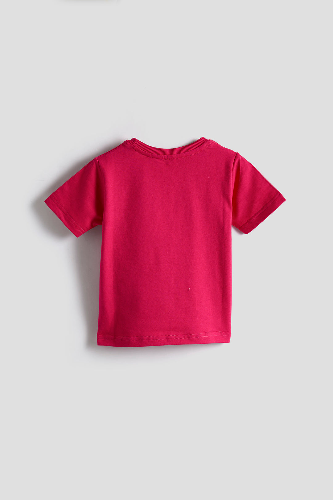 Girls' Hot Pink Cotton T-shirt with 3D Flower Appliqué