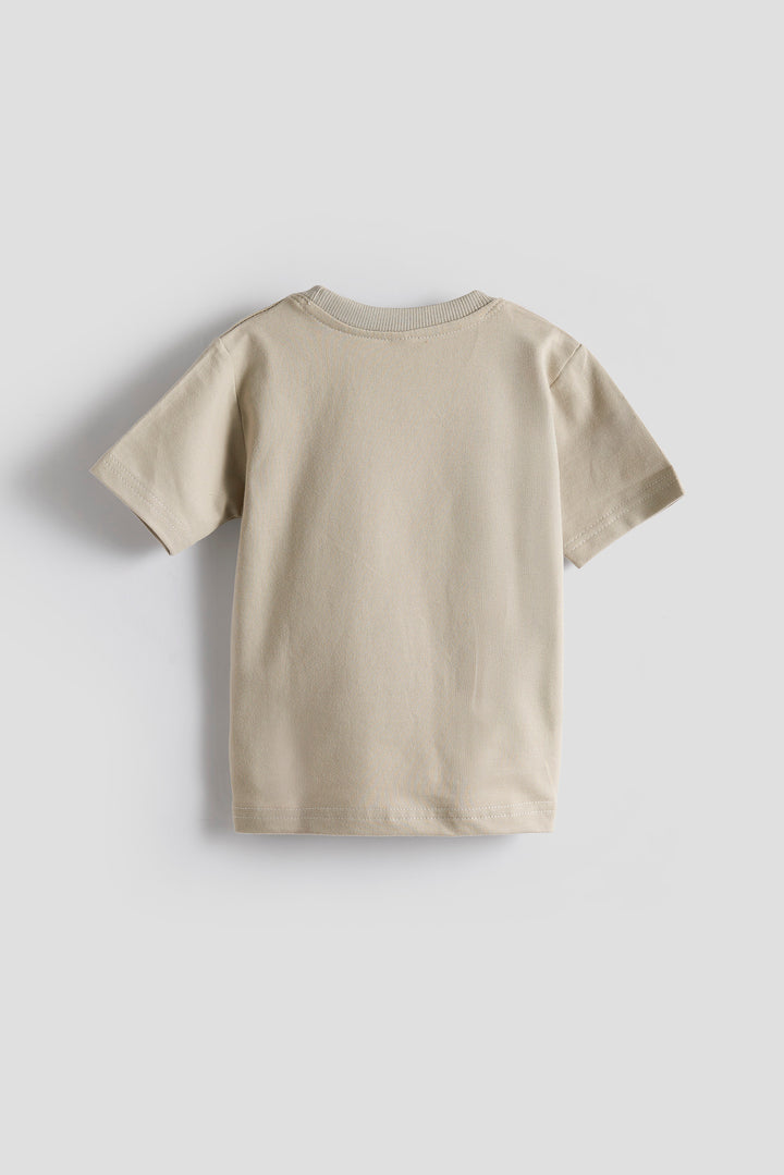 Boys' Beige Cotton T-shirt – Rockin’ Little Star Guitar Print