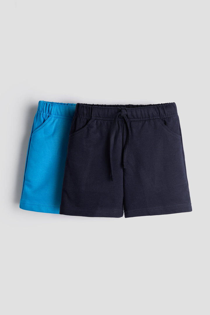 Everyday Comfort Kids’ Shorts – Pack of 2 (Navy & Sky Blue)
