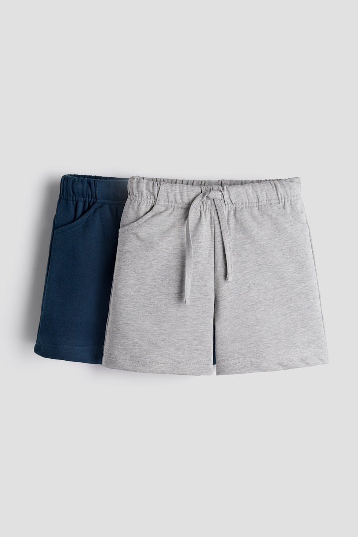 Everyday Comfort Kids’ Shorts – Pack of 2 (Grey & Dark Blue)