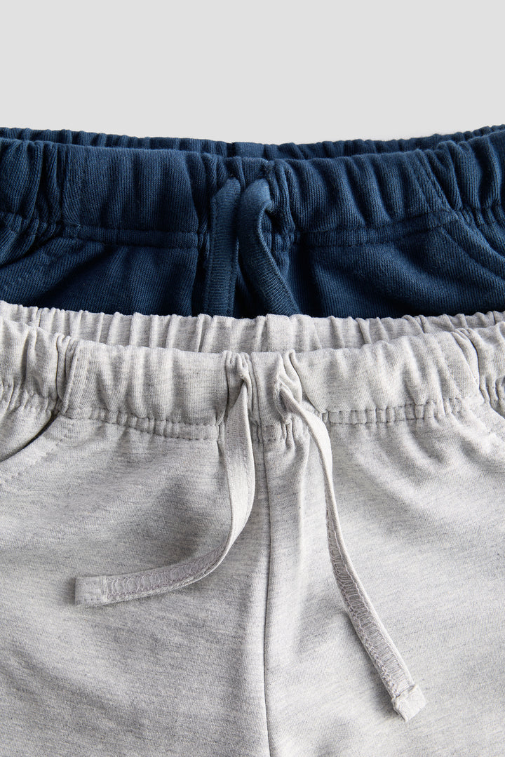 Everyday Comfort Kids’ Shorts – Pack of 2 (Grey & Dark Blue)