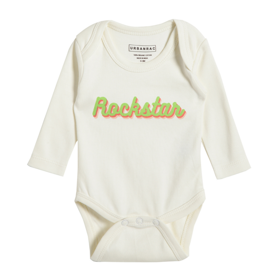 GOTS Certified Organic Cotton Full Sleeves Baby Onesies | Rockstar - Urbanrac