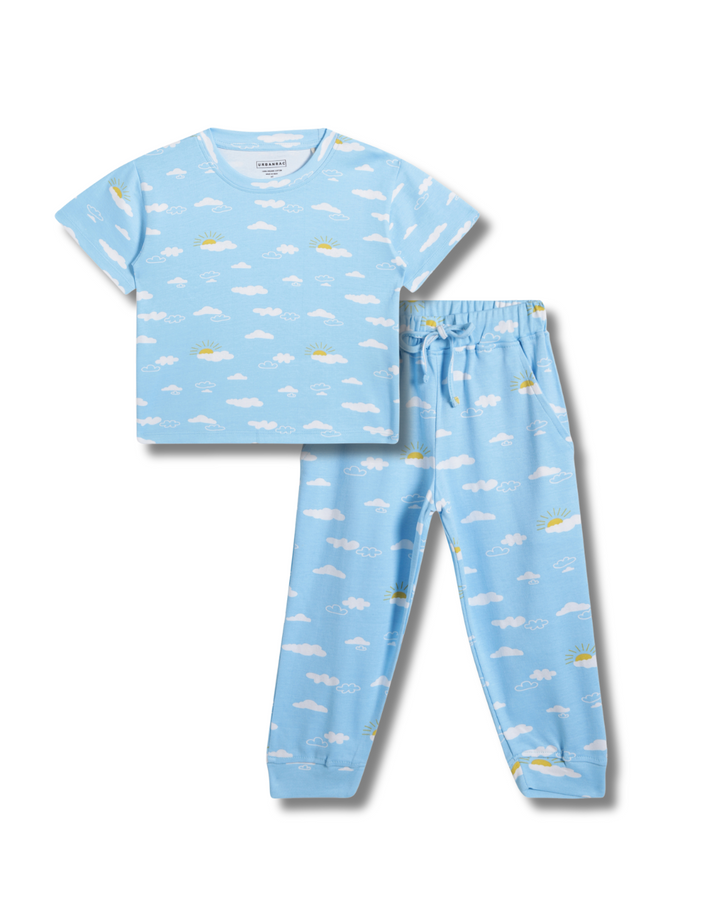 Organic Cotton Sleepwear Set for Toddlers| Cloud print - Urbanrac
