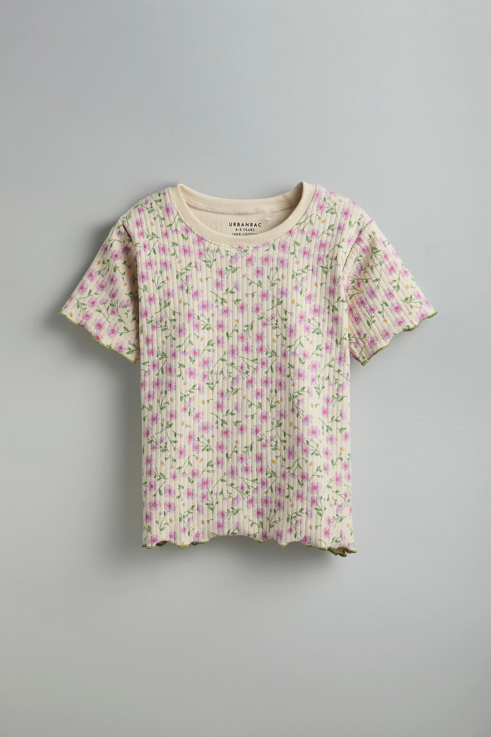 100% Cotton Co-Ord Set for Toddlers | Floral Off-White - Urbanrac