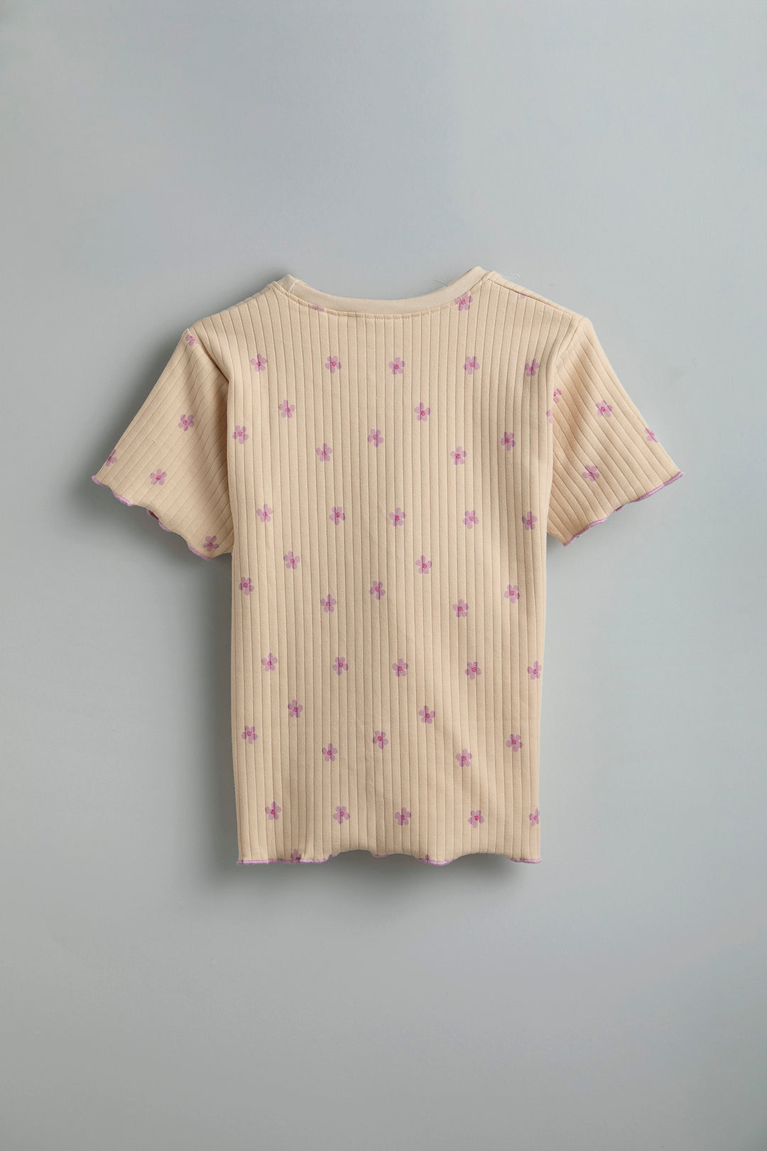 100% Cotton Co-Ord Set for Toddlers | Beige purple floral - Urbanrac