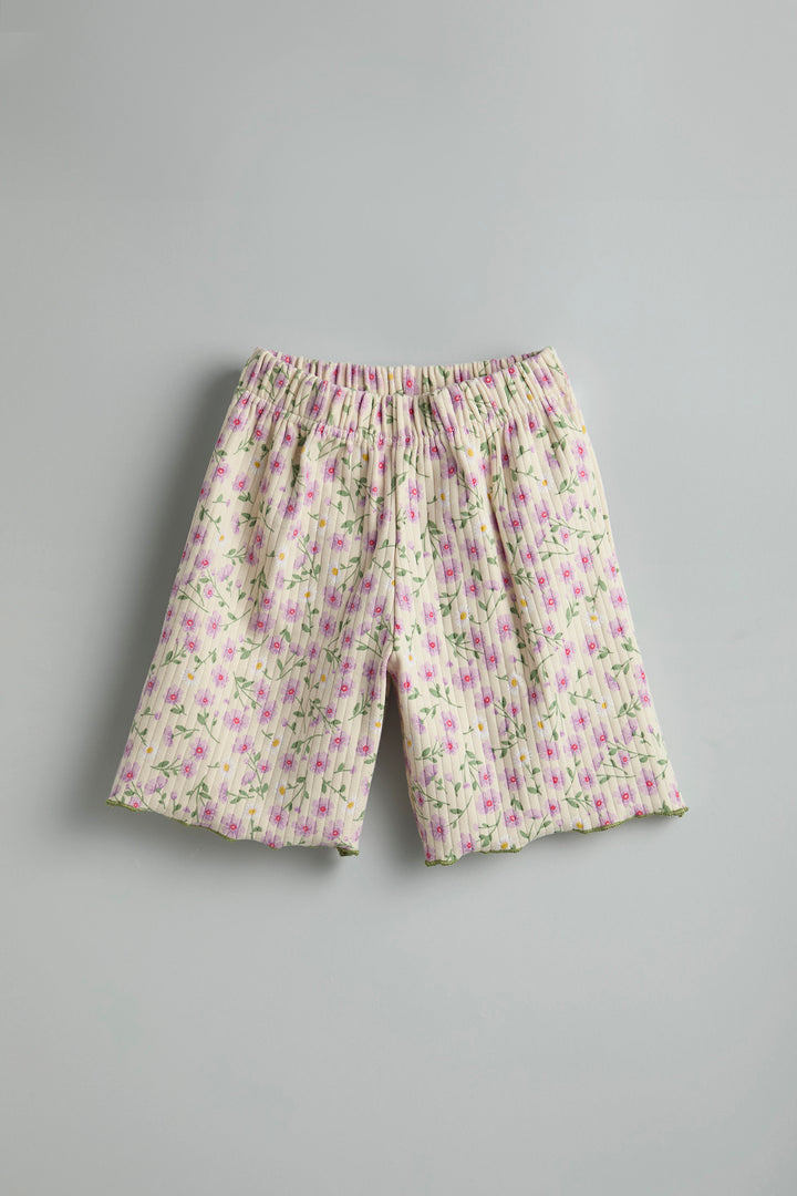 100% Cotton Co-Ord Set for Toddlers | Floral Off-White - Urbanrac