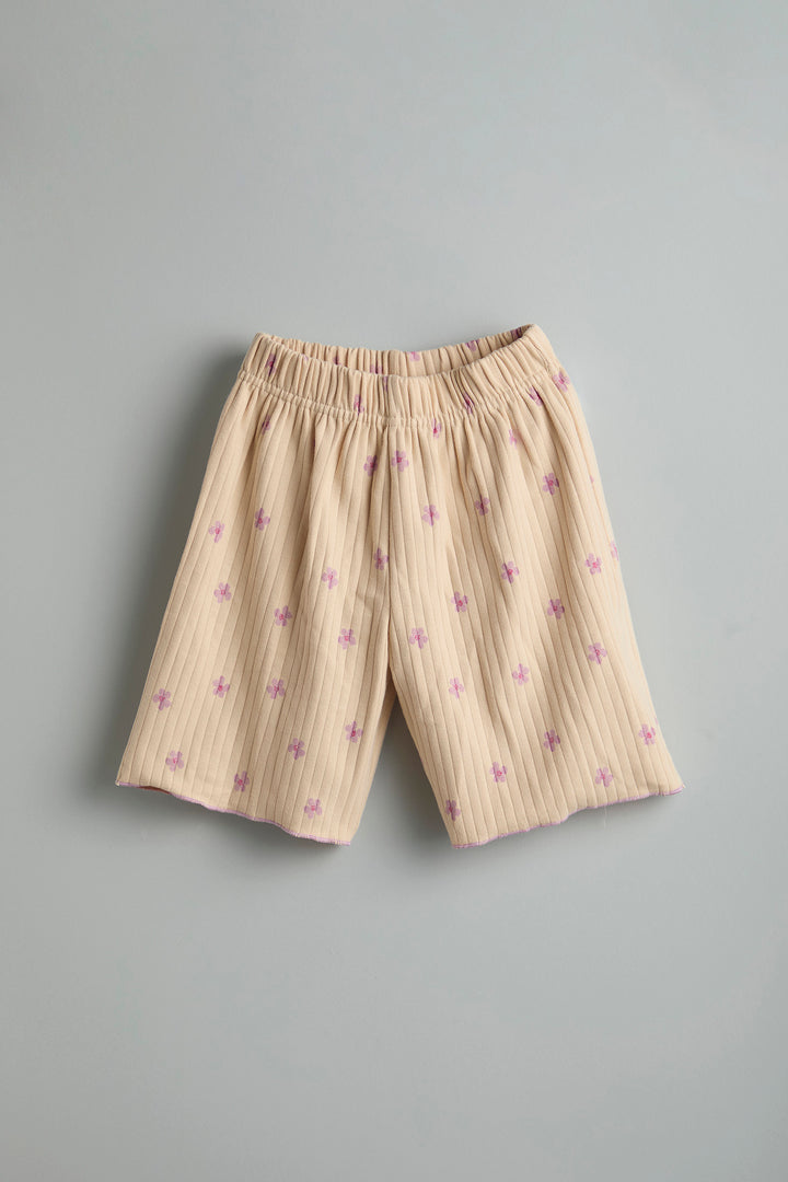 100% Cotton Co-Ord Set for Toddlers | Beige purple floral - Urbanrac
