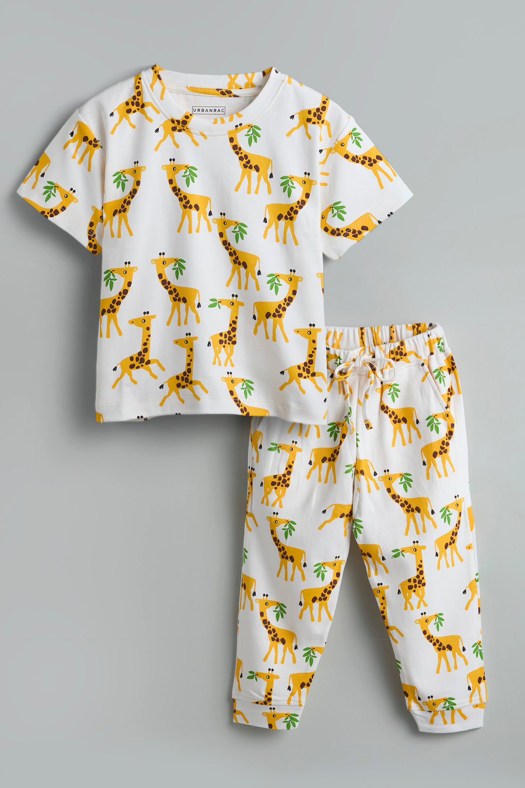 GOTS Certified Organic Cotton Sleepwear Set for Toddlers| Giraffe Print - Urbanrac