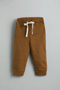 GOTS Certified Organic Cotton Brown Baby Pants With Drawstring
